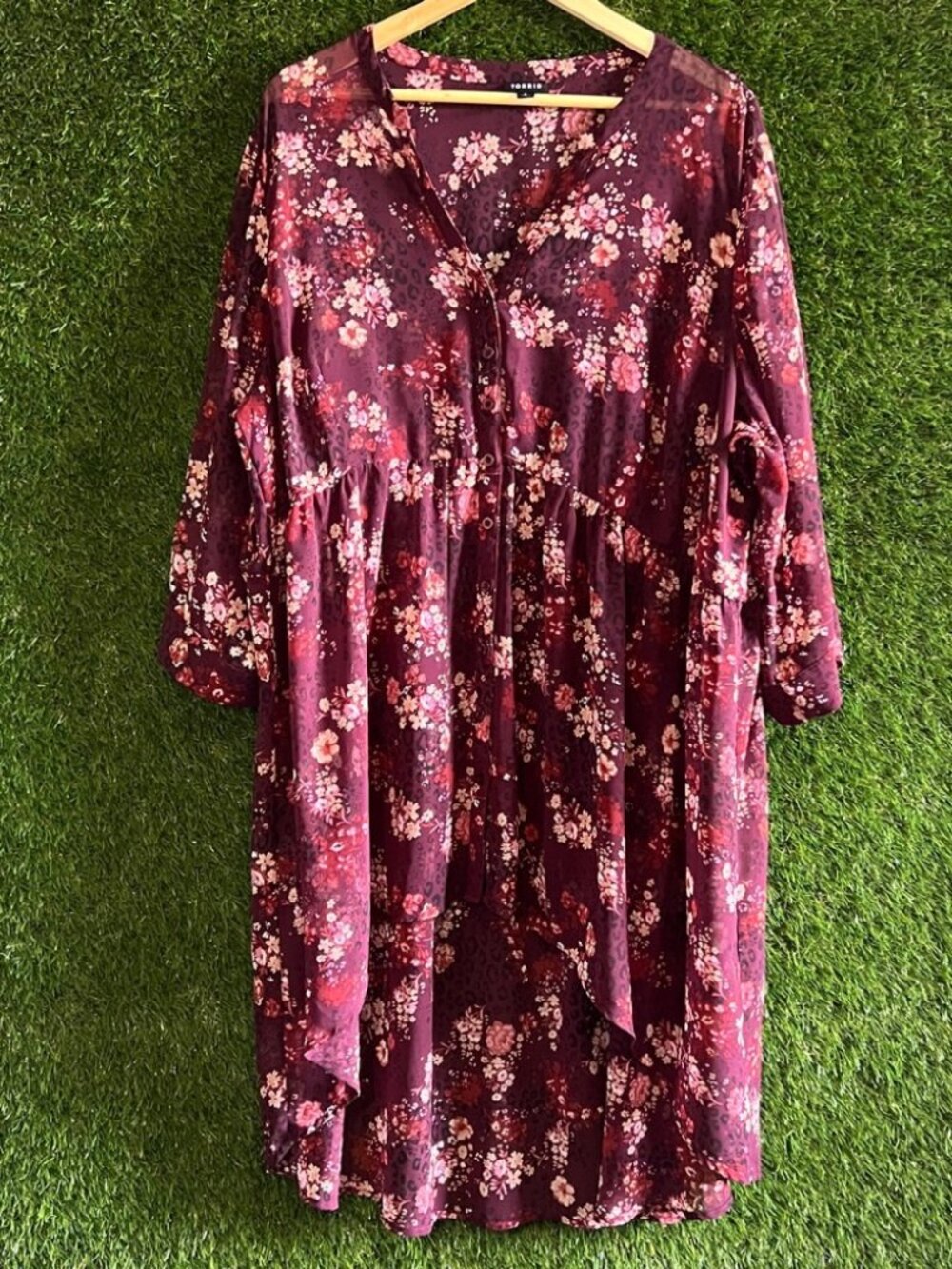 Torrid 4 Chiffon Hi Lo Tunic Top Floral Leopard Print